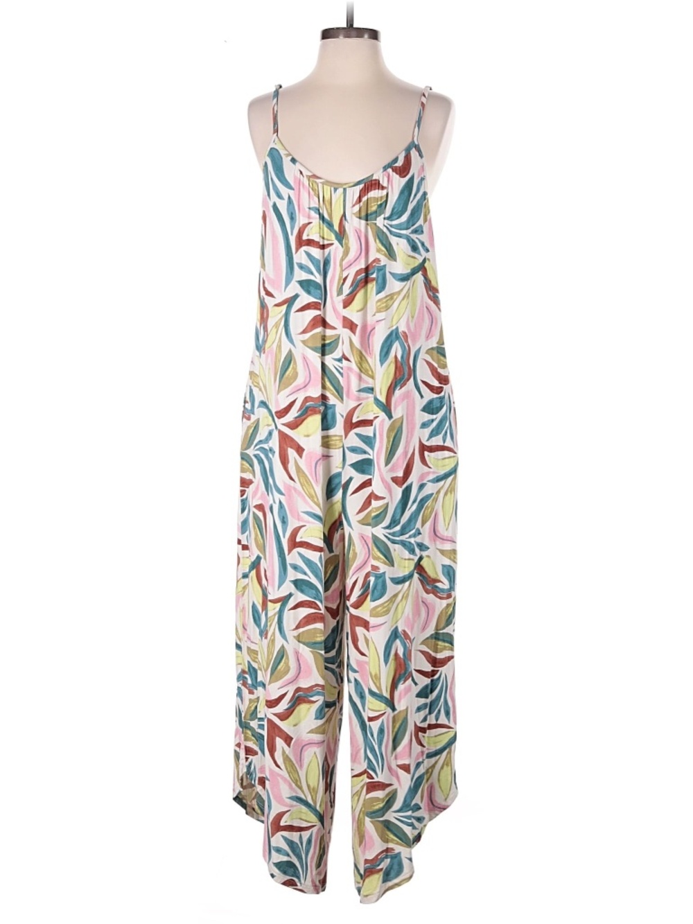 Z Supply Multicolor Leaf-Print Maxi Jumpsuit in Pink, Green, Blue, Cream, Brown